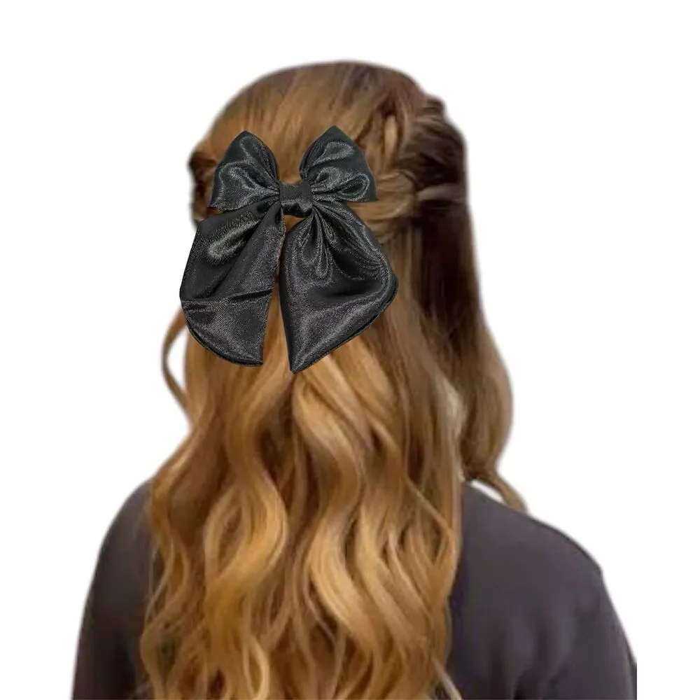 New Coquette black Satin hair bow for women and girls